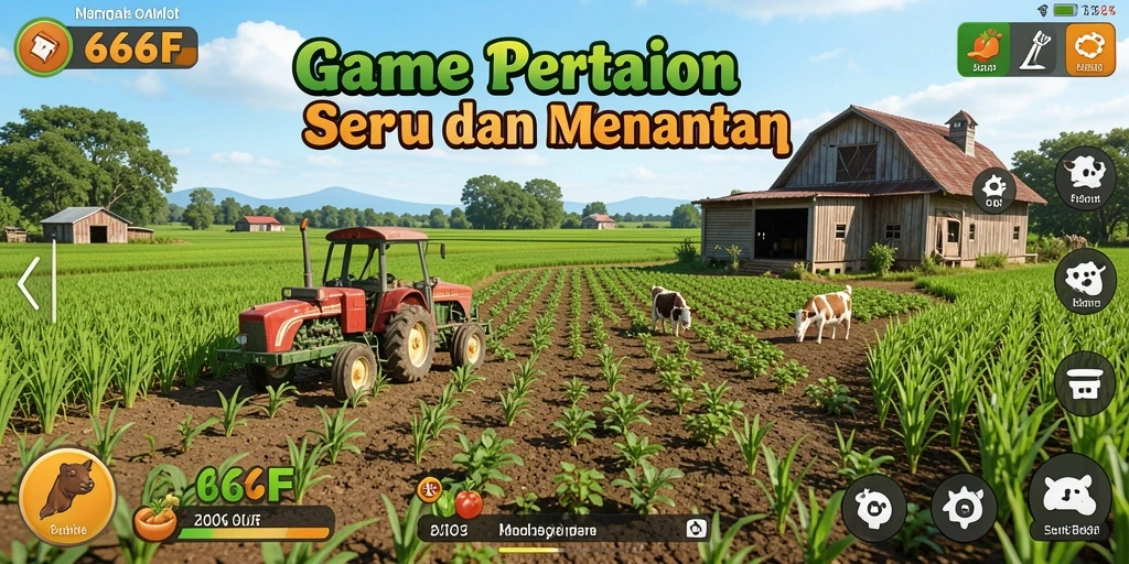 Screenshot gameplay 666F menampilkan aktivitas bertani yang seru.