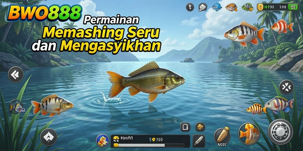 Gameplay BWO888 yang menampilkan serunya menangkap ikan.