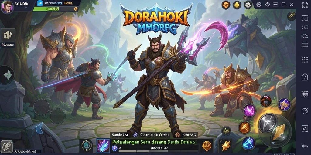 Screenshot DORAHOKI menampilkan aksi seru dalam permainan MMORPG.