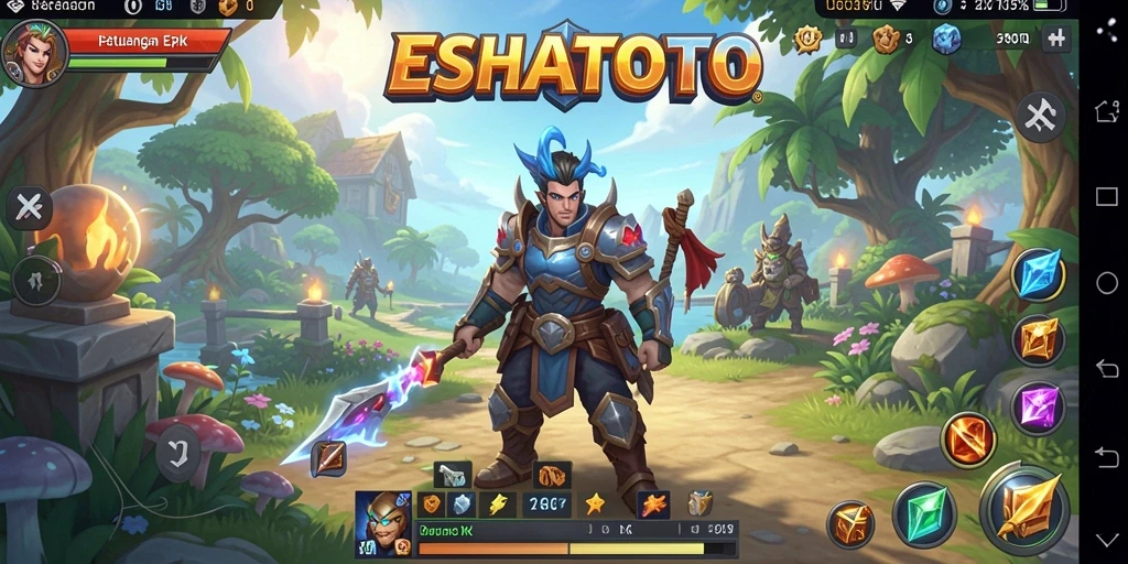 Tangkapan layar ESHATOTO menampilkan aksi pertempuran yang seru dalam dunia RPG.
