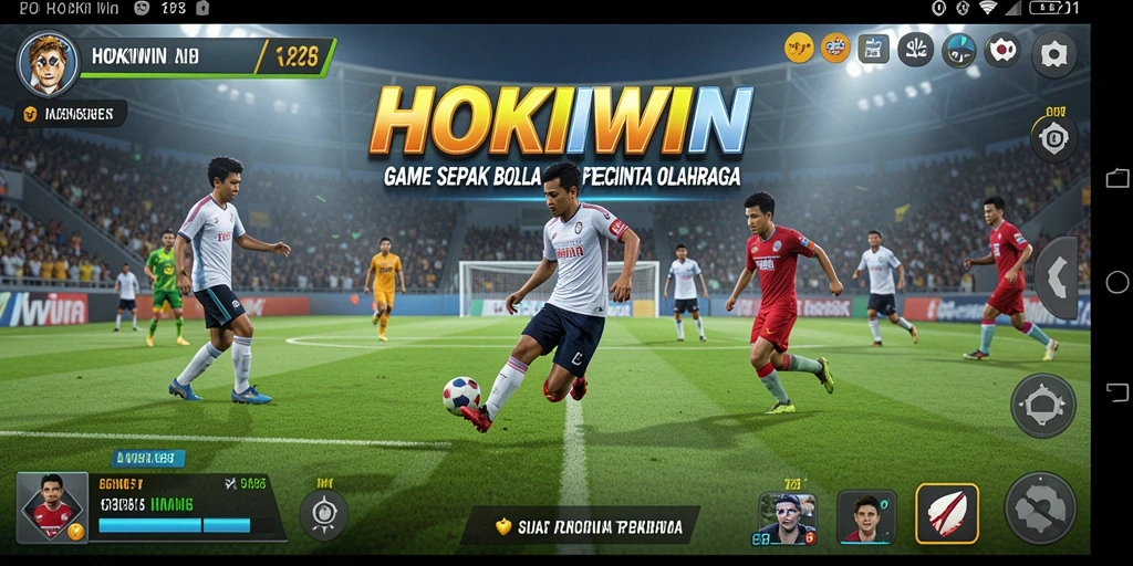 Tangkapan layar gameplay intens di HOKIWIN dengan aksi sepak bola seru.