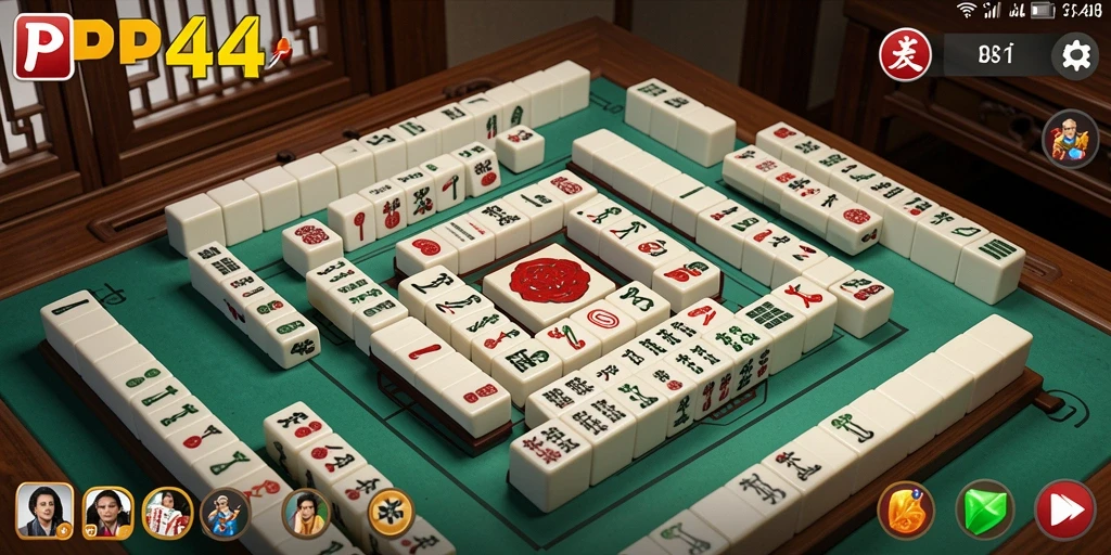 Tampilan screenshot utama PP444 dengan gameplay Mahjong yang menarik.