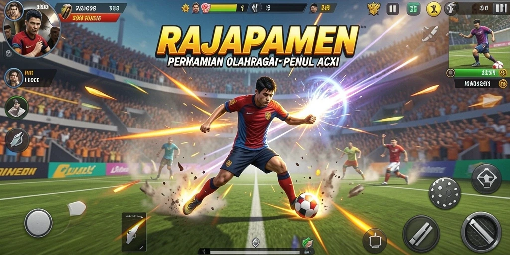 Tampilan gameplay menarik dari RAJAPAMEN dengan karakter olahraga dinamis.